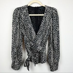 Fiveseventyfive‎ Black and White Print Long Sleeve Blouse